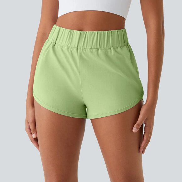 HALARA High Waisted Dolphin Hem Casual Shorts 2" - Picture 1 of 5